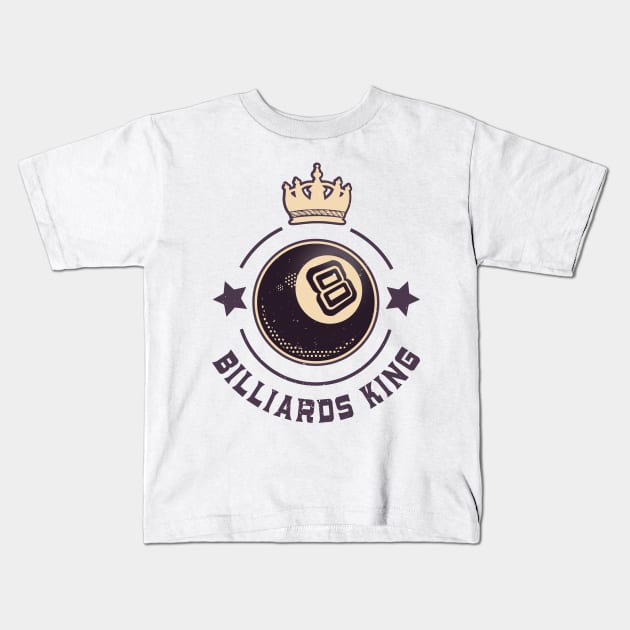 Billiards King 8-Ball Retro Snooker Kids T-Shirt by Foxxy Merch